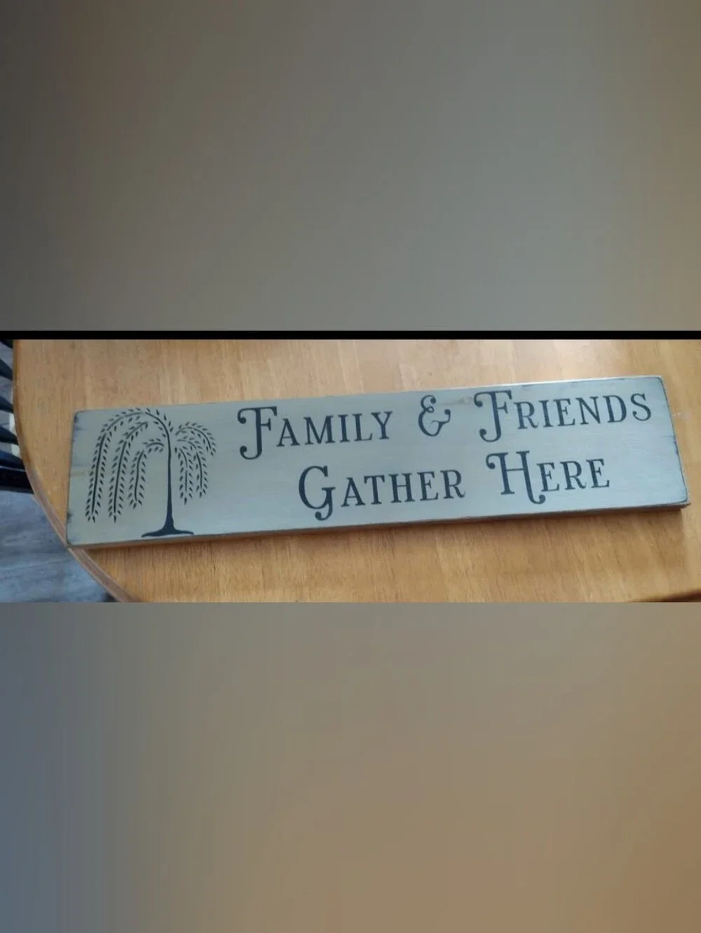Family & Gather Wood Sign - Tan with Black Lettering